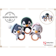 schema per uncinetto sonaglio per bebè per dentizione Pinguino