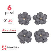 Fiori Strass Alcantara 6 Pezzi Grigio Scuro COD.06