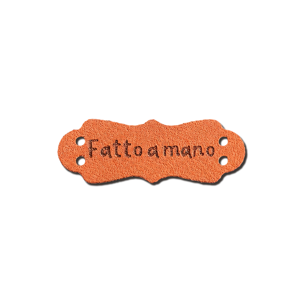 Etichette in Ecopelle “Fatto a Mano” Arancio – 10 o 210 Pezzi