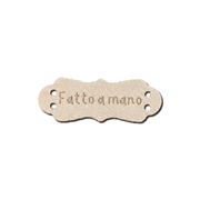 Etichette in Ecopelle “Fatto a Mano” Beige – 10 o 210 Pezzi