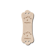 Etichette in Ecopelle a Fascetta “Fatto a Mano” Beige – 10 o 150 Pezzi