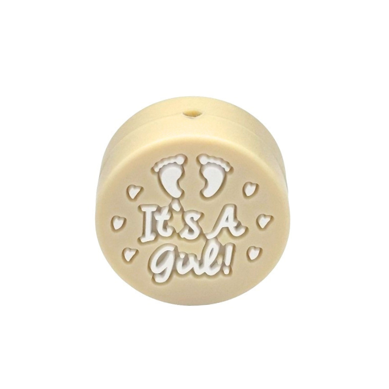 formina in silicone alimentare per dentizione neonati a forma di it's a girl