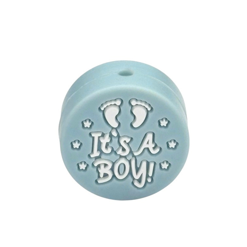 formina in silicone alimentare per dentizione neonati a forma di it's a boy