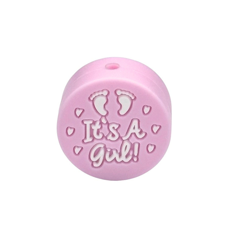 formina in silicone alimentare per dentizione neonati a forma di it's a girl