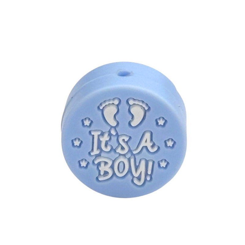formina in silicone alimentare per dentizione neonati a forma di it's a boy