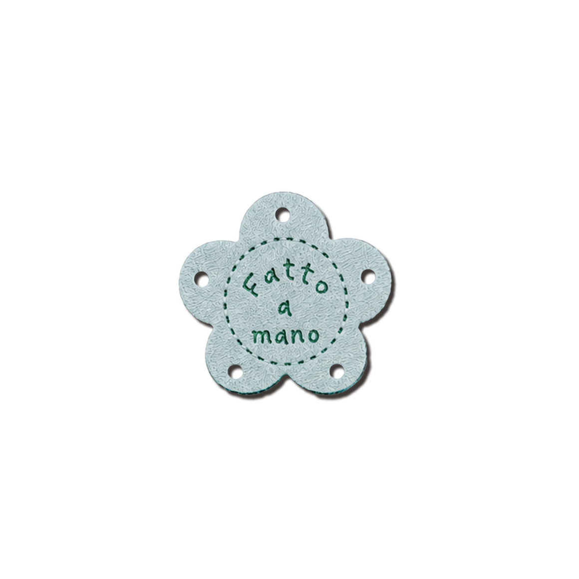Etichette in Ecopelle a Fiore “Fatto a Mano” Azzurro – 10 o 113 Pezzi