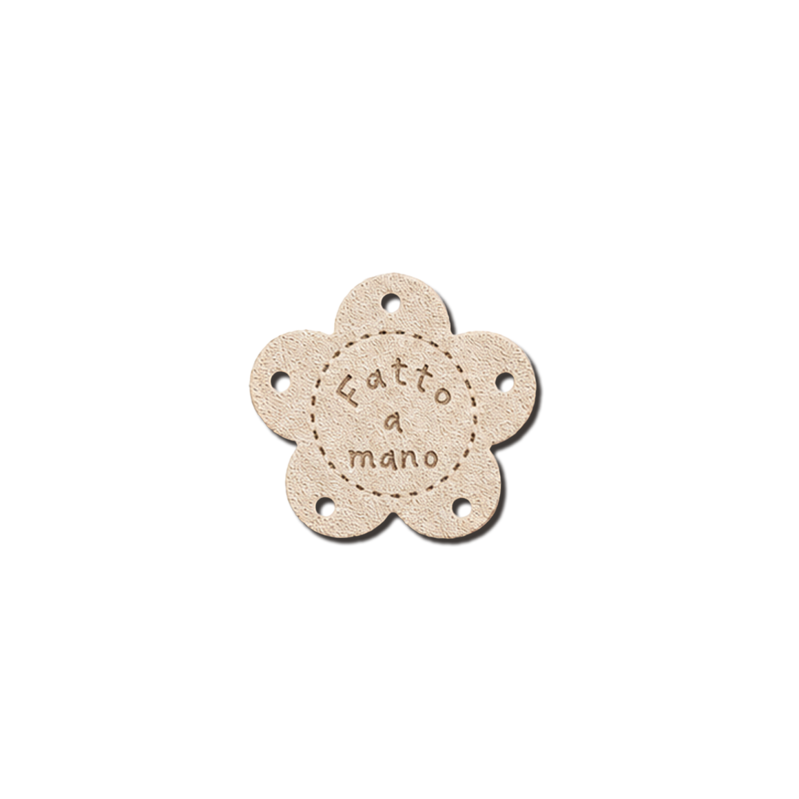 Etichette in Ecopelle a Fiore “Fatto a Mano” Beige – 10 o 113 Pezzi