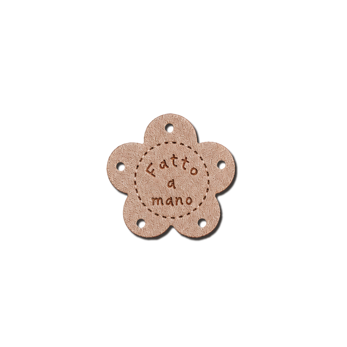 Etichette in Ecopelle a Fiore “Fatto a Mano” Carne – 10 o 113 Pezzi