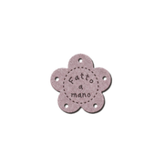 Etichette in Ecopelle a Fiore “Fatto a Mano” Lilla – 10 o 113 Pezzi