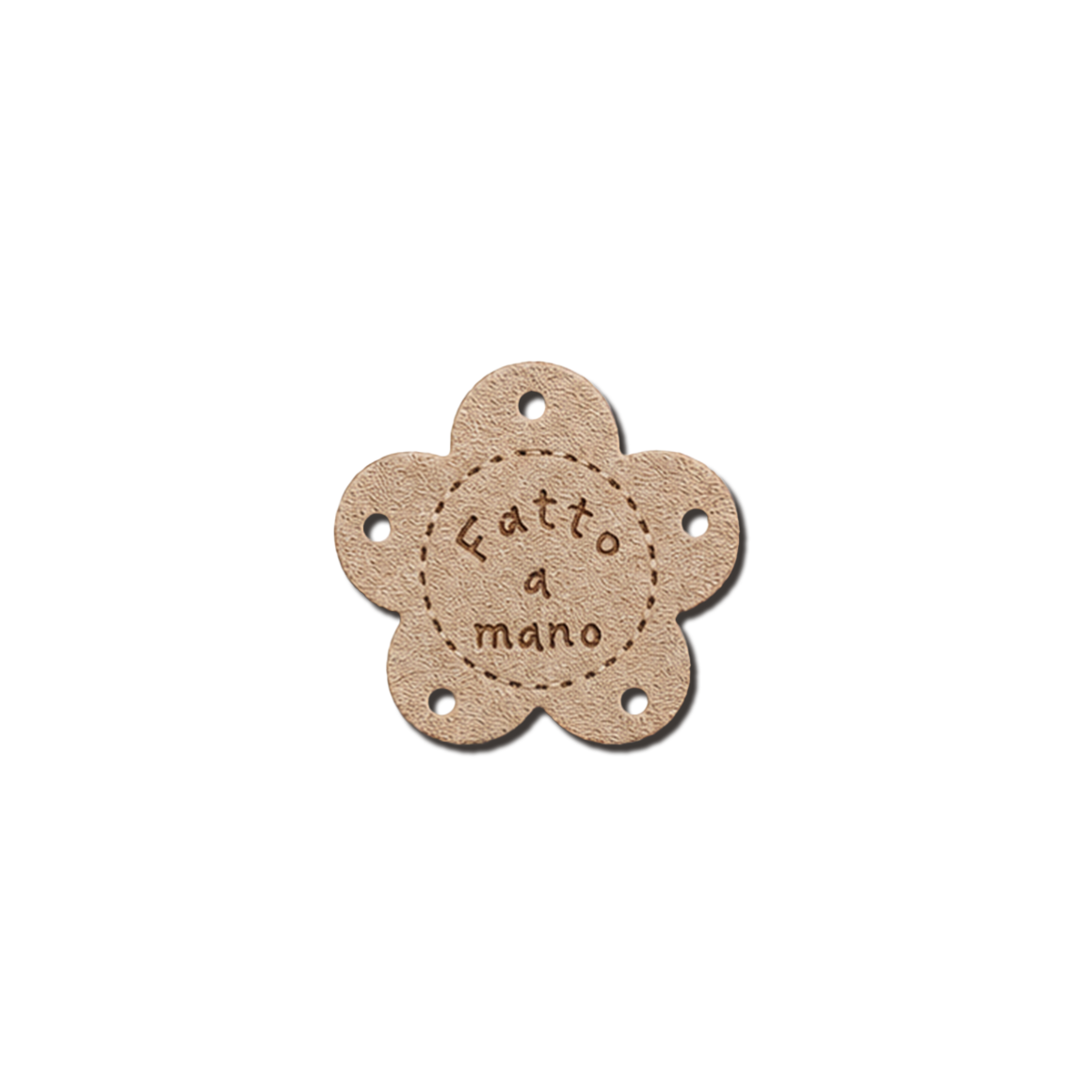Etichette in Ecopelle a Fiore “Fatto a Mano” Noce – 10 o 113 Pezzi