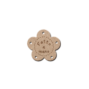 Etichette in Ecopelle a Fiore “Fatto a Mano” Noce – 10 o 113 Pezzi