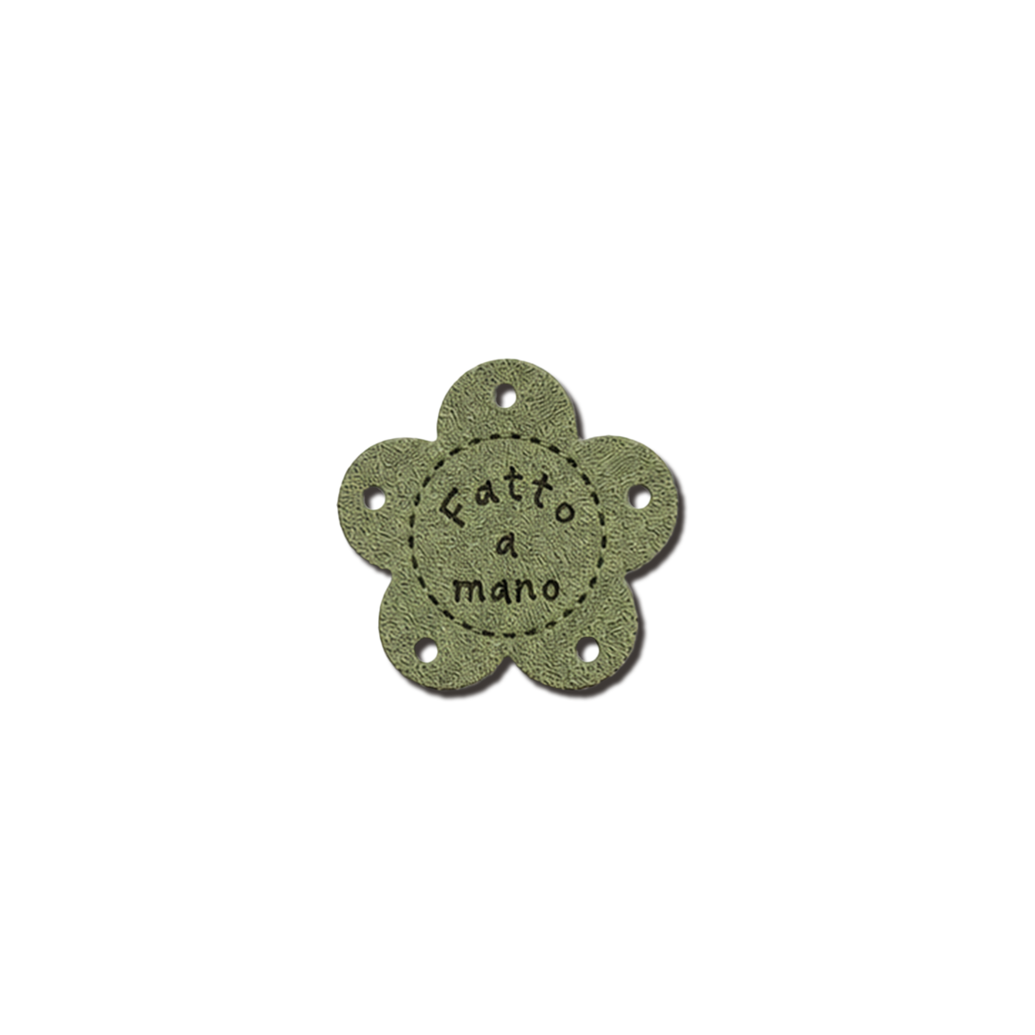 Etichette in Ecopelle a Fiore “Fatto a Mano” Verde – 10 o 113 Pezzi