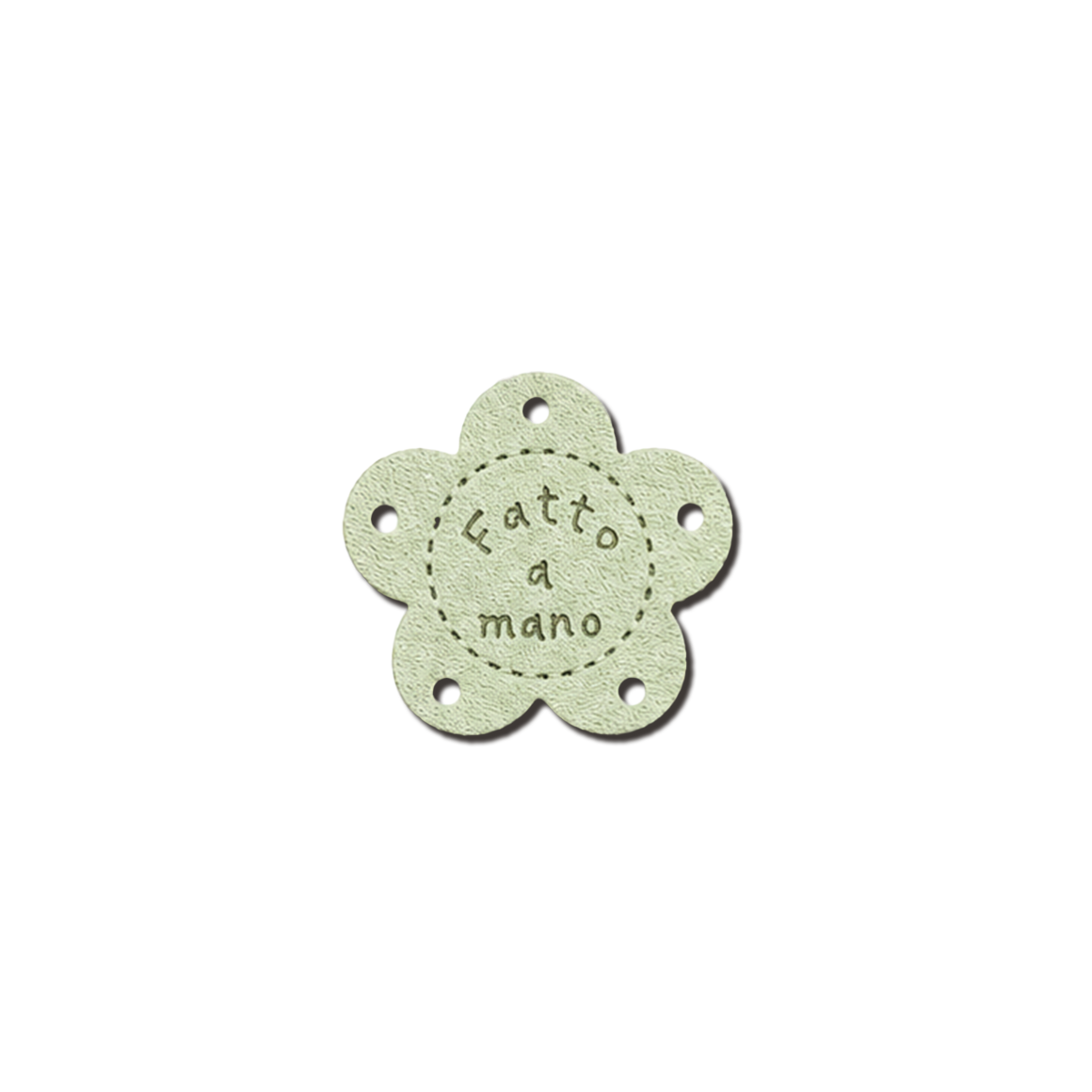 Etichette in Ecopelle a Fiore “Fatto a Mano” Verdino – 10 o 113 Pezzi