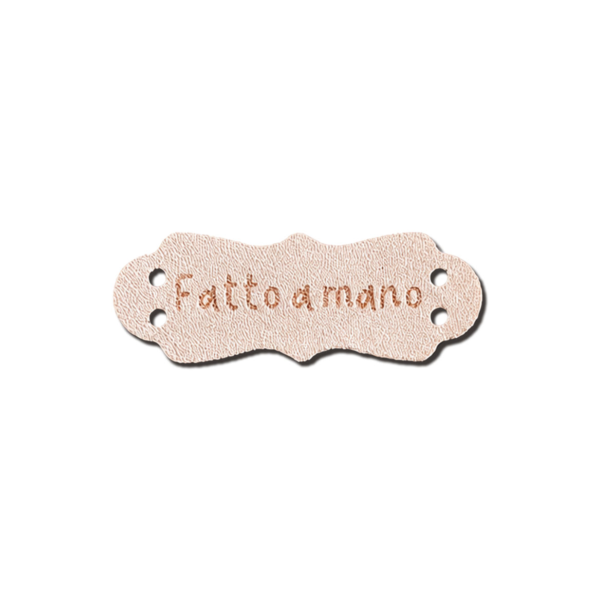 Etichette in Ecopelle “Fatto a Mano” Rosa Chiaro – 10 o 210 Pezzi