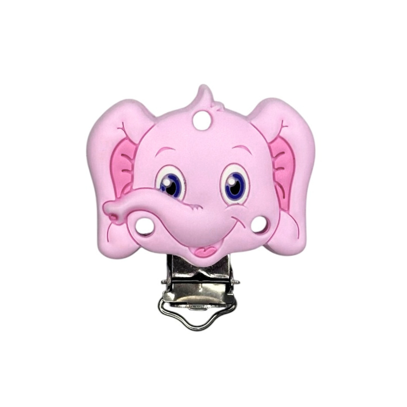 clip in silicone alimentare per dentizione neonati elefante 45x35mm