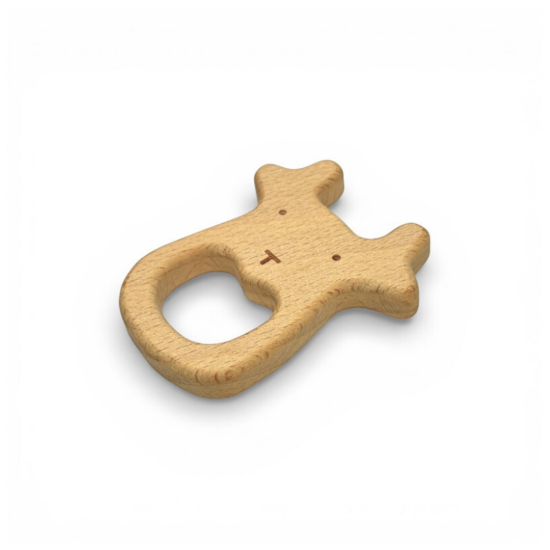 massaggiagengive Renna 70x58mm legno naturale dentizione neonato