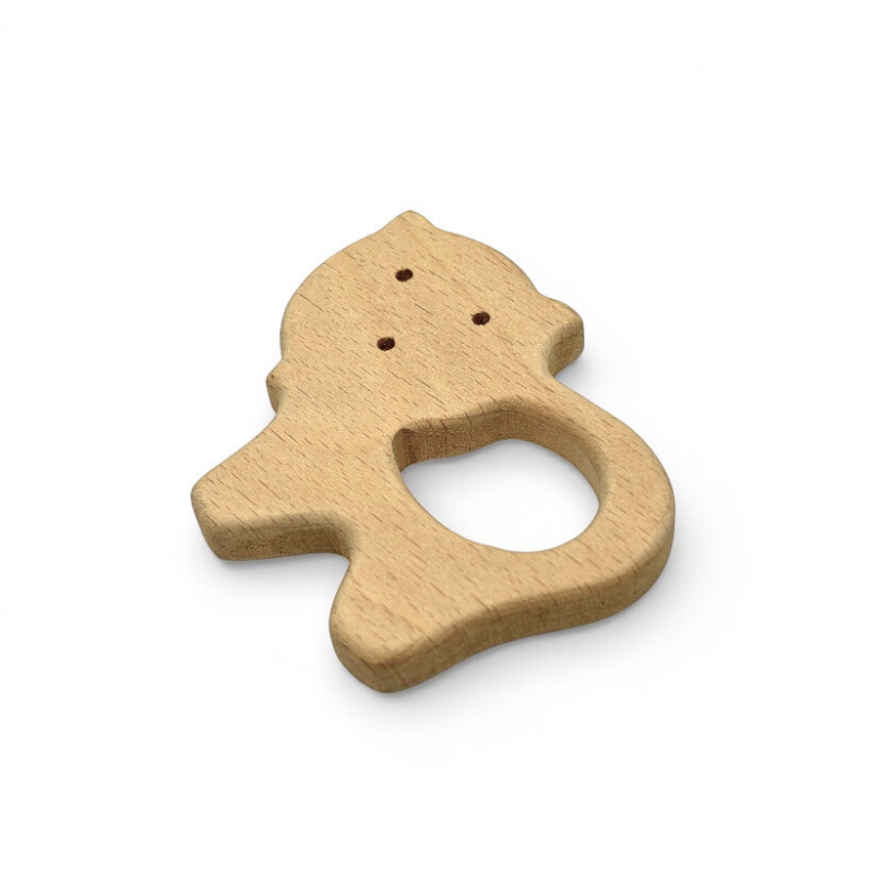 massaggiagengive Gatto 78x65mm legno naturale dentizione neonato