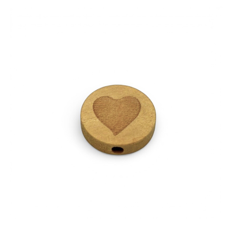 Disco con Cuore in Legno Naturale per Catenelle e Accessori Neonato
