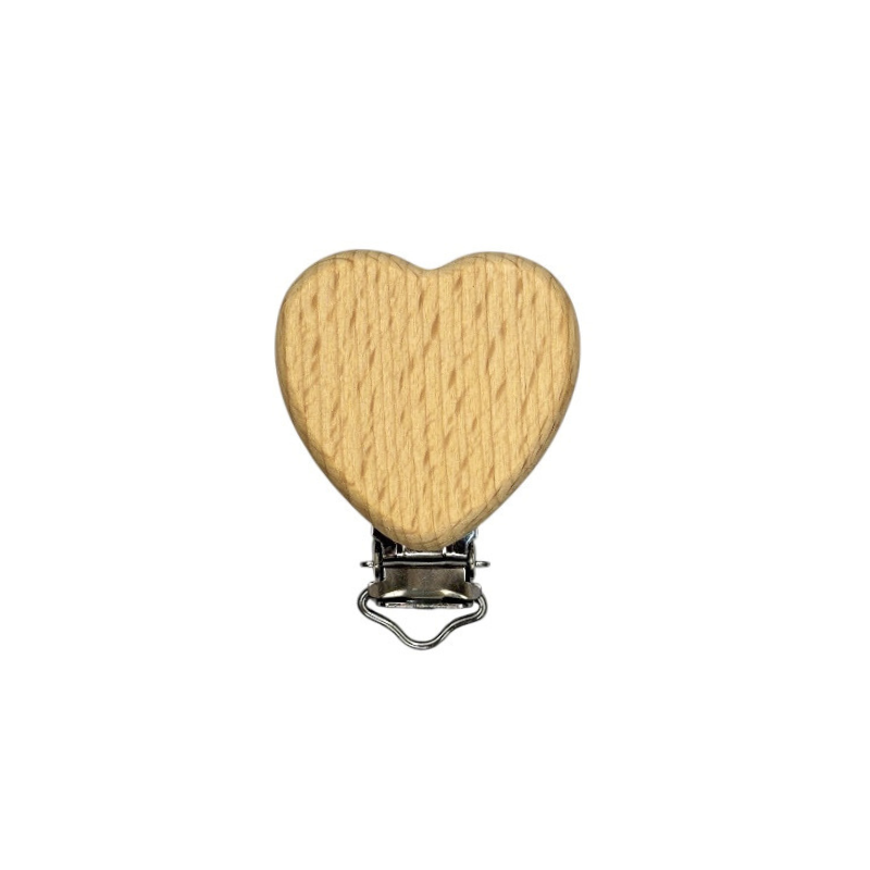 clip legno naturale portaciuccio catenella neonato