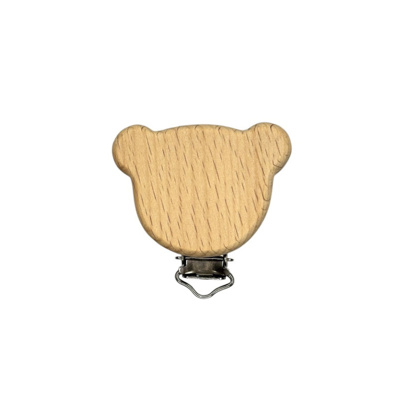clip legno naturale portaciuccio catenella neonato