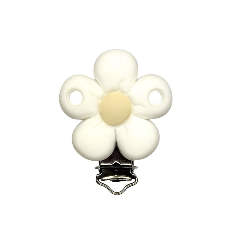 clip in silicone alimentare per dentizione neonati fiore 40x40mm