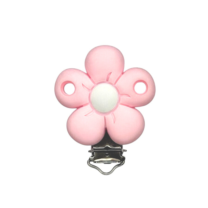 clip in silicone alimentare per dentizione neonati fiore 40x40mm