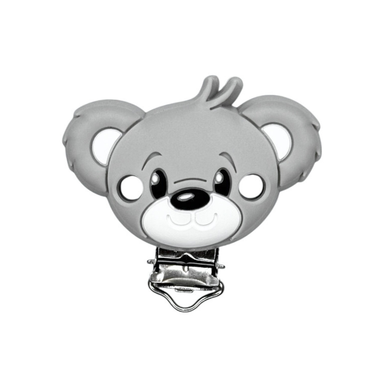 clip in silicone alimentare per dentizione neonati orso 50x35mm