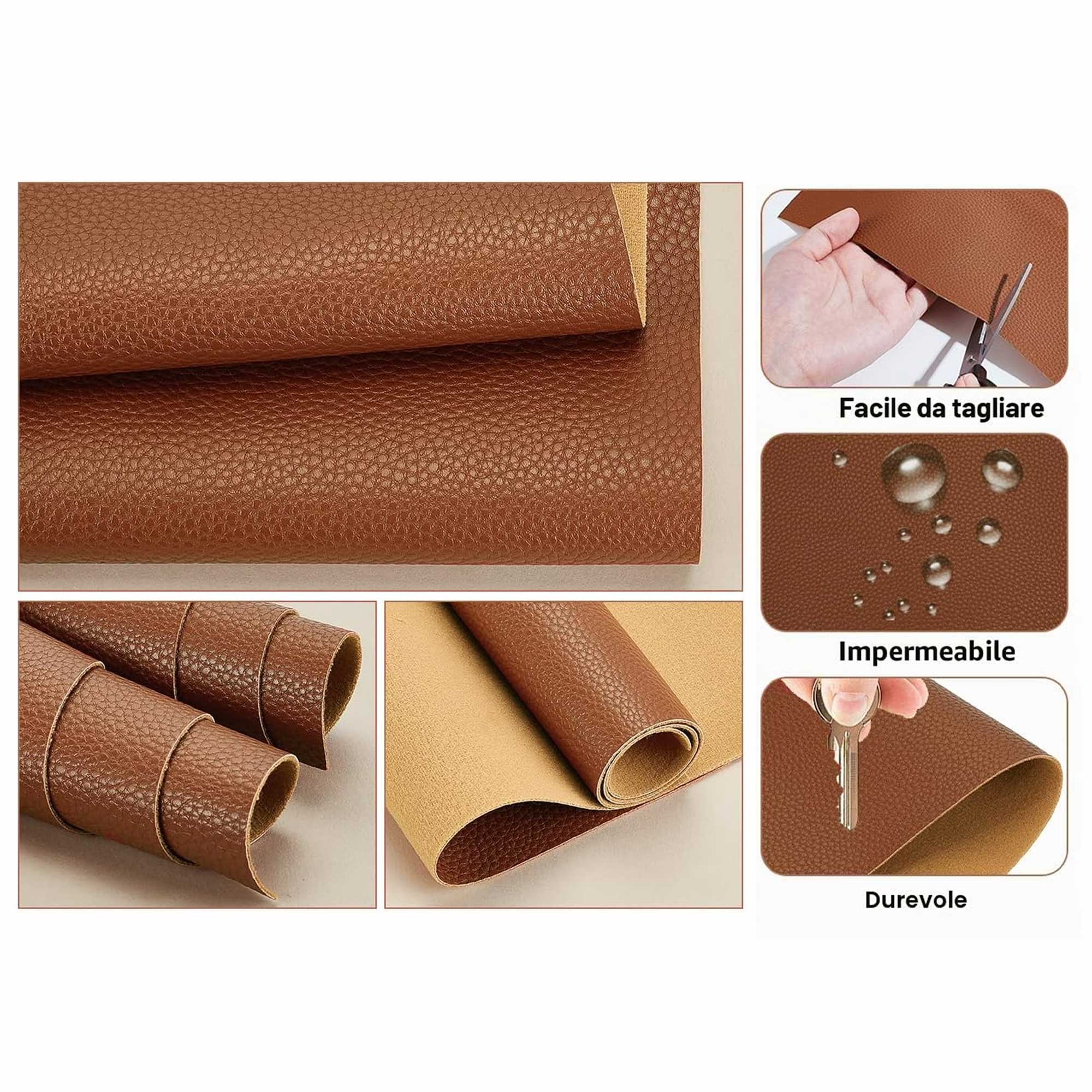 Foglio Ecopelle Bronzo 50x35 cm - Morbida per Cucito Creativo e Handmade