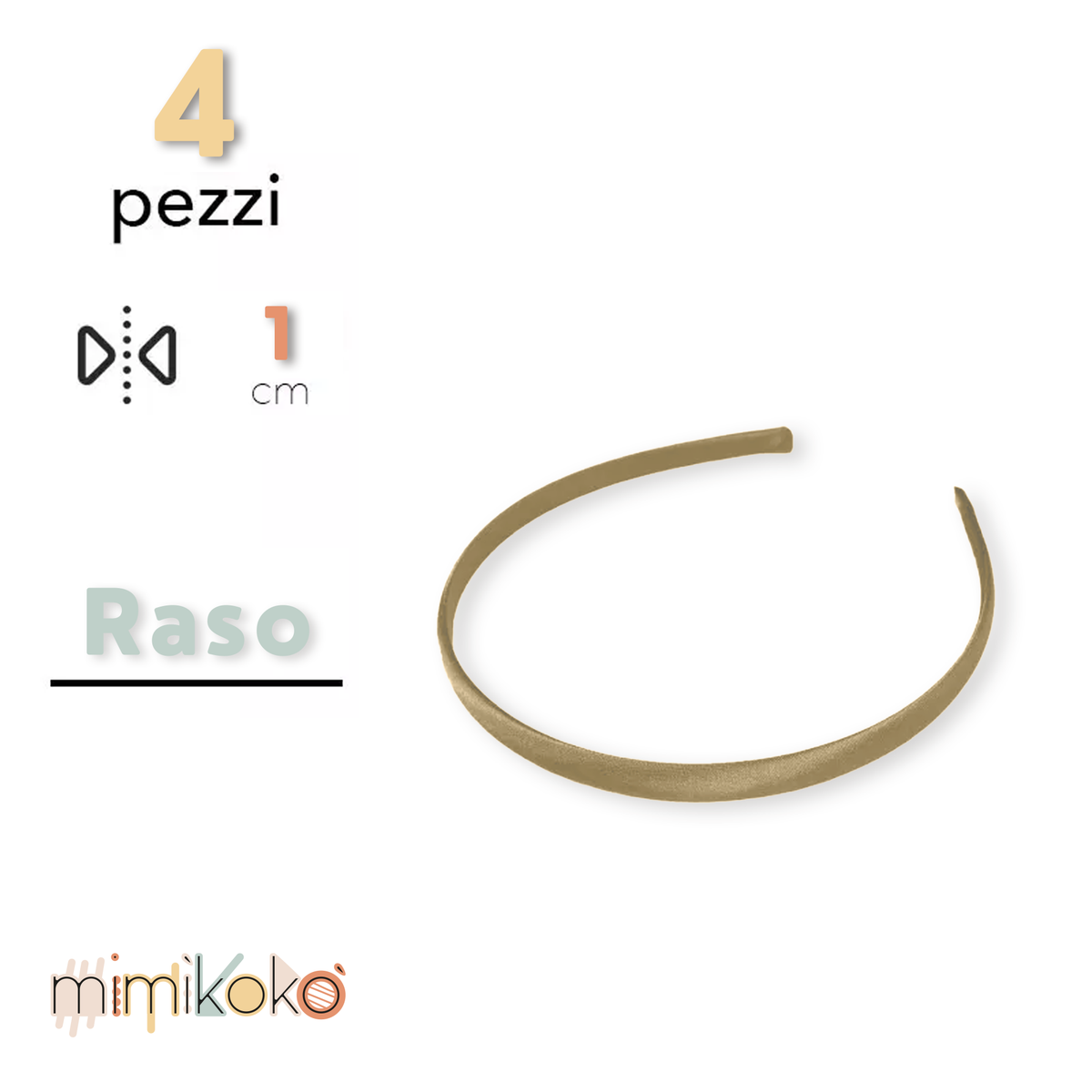 Cerchietto per Capelli Rivestito in Raso 10 mm - Kit da 4 Pezzi